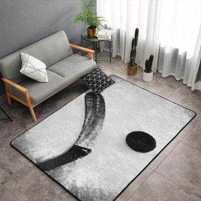 WILARE Area Rugs 5x8ft, Ice Hockey Ball Throw Sports Kids Rugs, Nursery Classroom Rug, with Anti-Slip Tape for Decor Teen Boys Room Floor Lounge Nursery