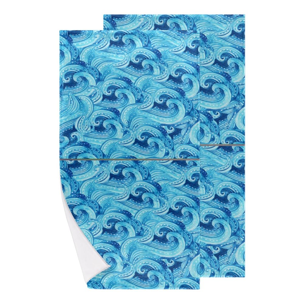 bisibuy Octopus Tail Wave Bathroom Hand Towels Decorative Set of 2 Kitchen Towels Lightweight Absorbent Hand Towels for Bathroom Hand Kitchen Home Decor Gifts
