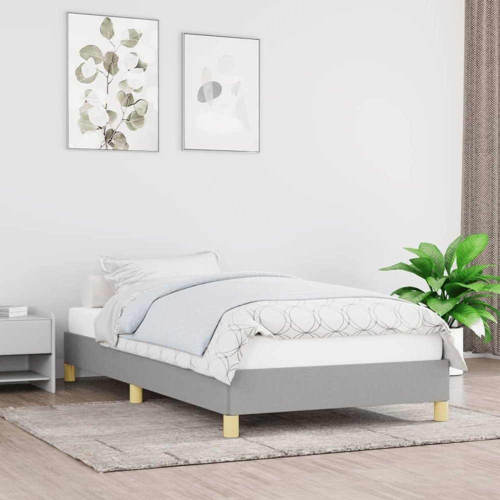 THOYTOUI Bed Frame,Beds Accessories Bedroom Furniture Interior Furniture Suitable for Apartment Bedroom Guest Room Hotel Light Gray 39.4"x74.8" Twin Fabric
