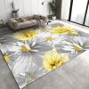ERAYNA Hand Drawn Gray Yellow Floral Art Area Rugs, Retro Oil Painting Flowers Easy Clean Rug, Soft Non-Skid Carpet Throw Rug for Kids Teen Girls Boys Bedroom Living Room Bathroom Classroom 4ftx6ft view 1