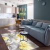 ERAYNA Hand Drawn Gray Yellow Floral Art Area Rugs, Retro Oil Painting Flowers Easy Clean Rug, Soft Non-Skid Carpet Throw Rug for Kids Teen Girls Boys Bedroom Living Room Bathroom Classroom 4ftx6ft view 3