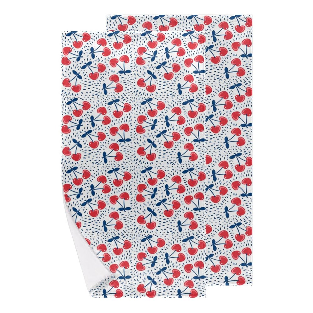 bisibuy Cherry Blue Drops Hand Towels for Bathroom 28.3 x 14.4 Decorative Kitchen Hand Towel Soft Absorbent Bathroom Towels Set of 2 Kitchen Drying Towels Home Farmhouse Decor Gifts