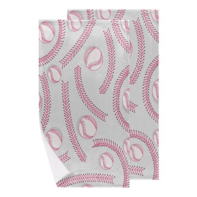 bisibuy Grey Red Baseball Bathroom Hand Towels Decorative Set of 2 Sport Kitchen Towels Lightweight Absorbent Hand Towels for Bathroom Hand Kitchen Home Decor Gifts