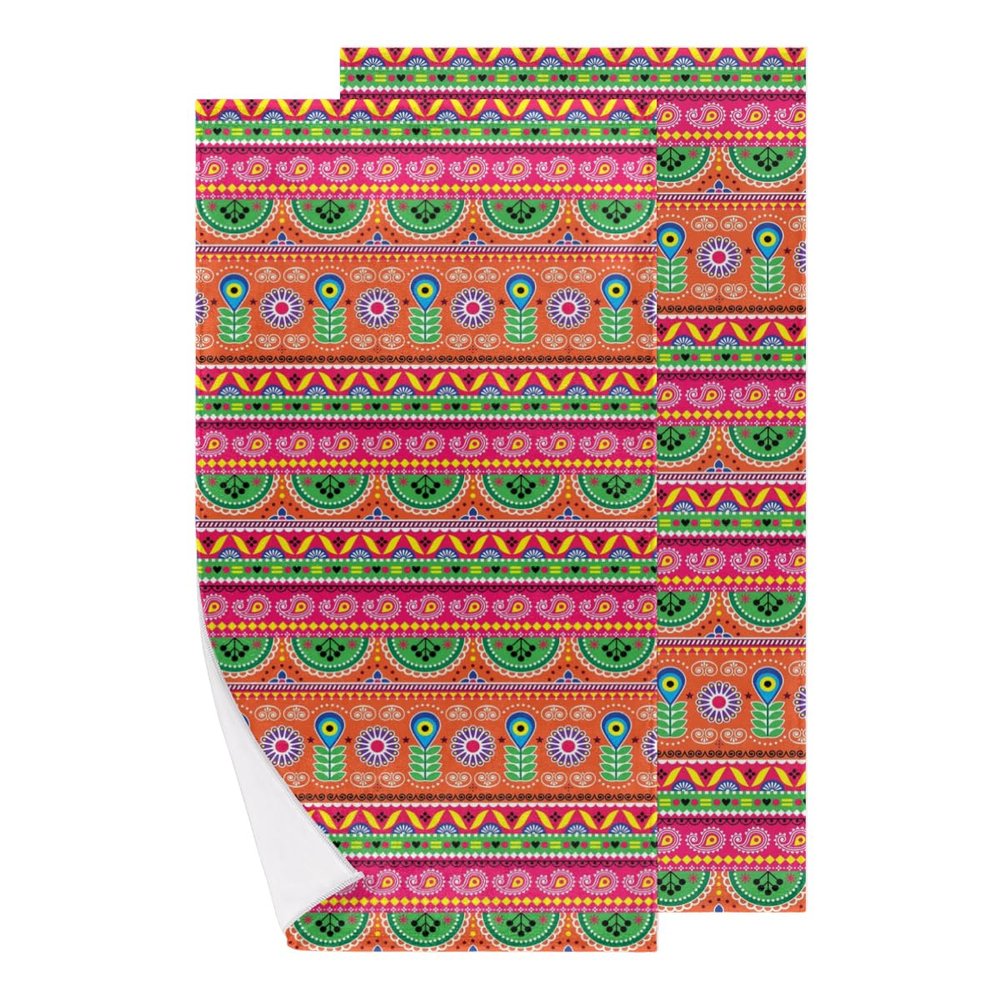 bisibuy Bright Boho Art Bathroom Hand Towels Decorative Set of 2 Kitchen Towels Lightweight Absorbent Hand Towels for Bathroom Hand Kitchen Home Decor Gifts