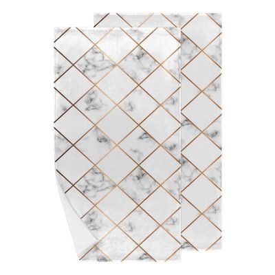 bisibuy Marble Squre Grey Bathroom Hand Towels Decorative Set of 2 Kitchen Towels Lightweight Absorbent Hand Towels for Bathroom Hand Kitchen Home Decor Gifts