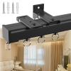 Aluminium Ceiling Track For Windows And Room Divider Curtains, Straight Curtain TrackCeiling Or Wall Mount Curtain Rail System With Runners, For Sliding The Curtains, RV Curtain Track ( Color : Black view 1