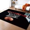 ERAYNA Modern Black Basketball Area Rugs, Cool 3D Basketball Soft Washable Carpet, Upholstery Rug with Non-Slip Backing for Kids Boys Girls Bedroom Living Room Dining Room Study 6ftx8ft view 1