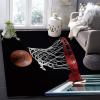 ERAYNA Modern Black Basketball Area Rugs, Cool 3D Basketball Soft Washable Carpet, Upholstery Rug with Non-Slip Backing for Kids Boys Girls Bedroom Living Room Dining Room Study 6ftx8ft view 3