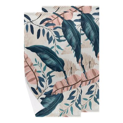 bisibuy Hawaiian Plants Hand Towels for Bathroom 28.3 x 14.4 Decorative Kitchen Hand Towel Soft Absorbent Jungle Leaves Bathroom Towels Set of 2 Kitchen Drying Towels Home Farmhouse Decor Gifts