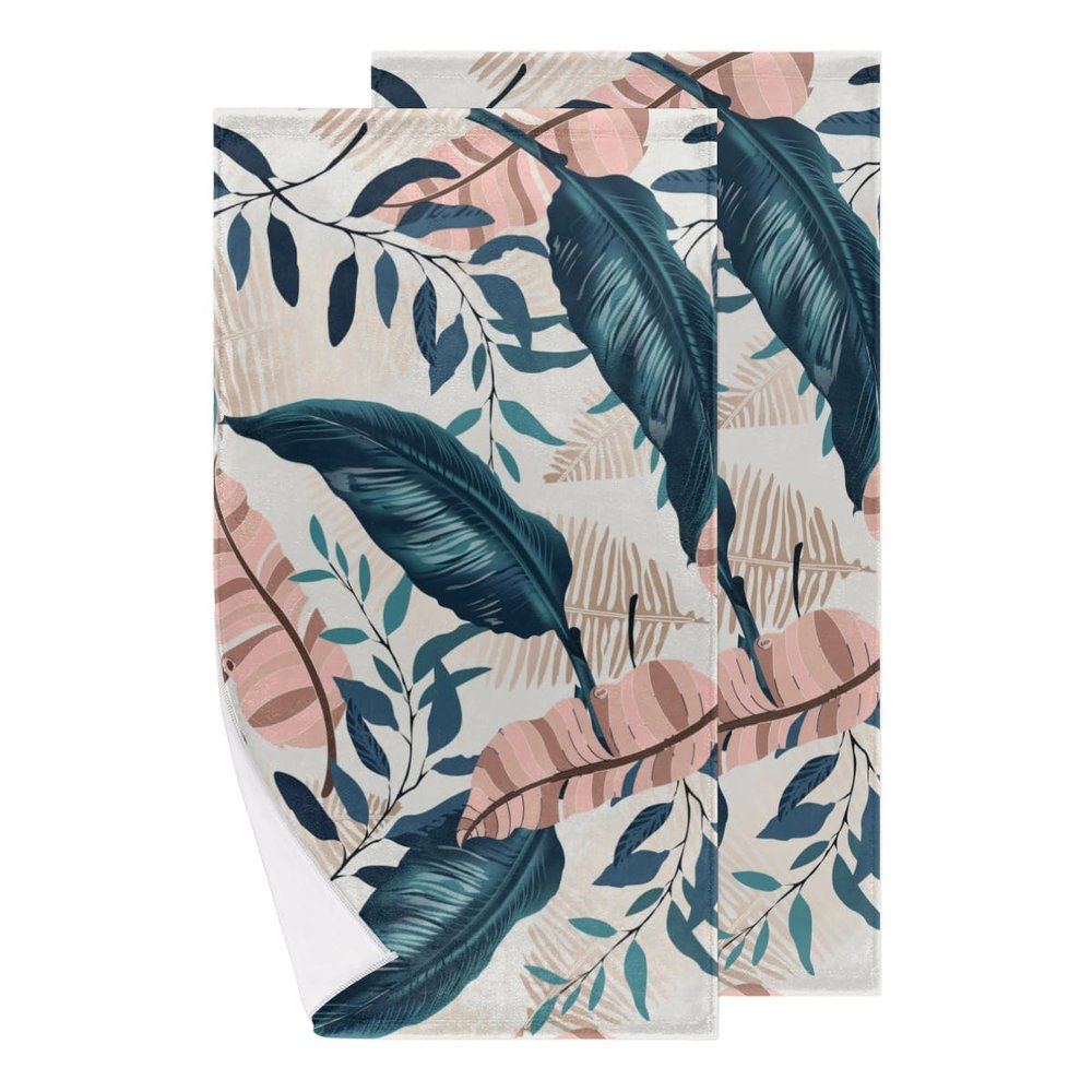 bisibuy Hawaiian Plants Hand Towels for Bathroom 28.3 x 14.4 Decorative Kitchen Hand Towel Soft Absorbent Jungle Leaves Bathroom Towels Set of 2 Kitchen Drying Towels Home Farmhouse Decor Gifts