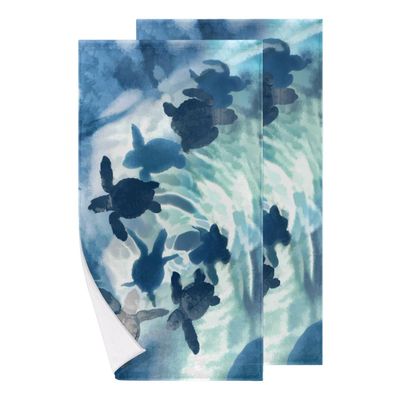 bisibuy Turtles Watercolor Bathroom Hand Towels Decorative Set of 2 Sea Ocean Animal Kitchen Towels Lightweight Absorbent Hand Towels for Bathroom Hand Kitchen Home Decor Gifts