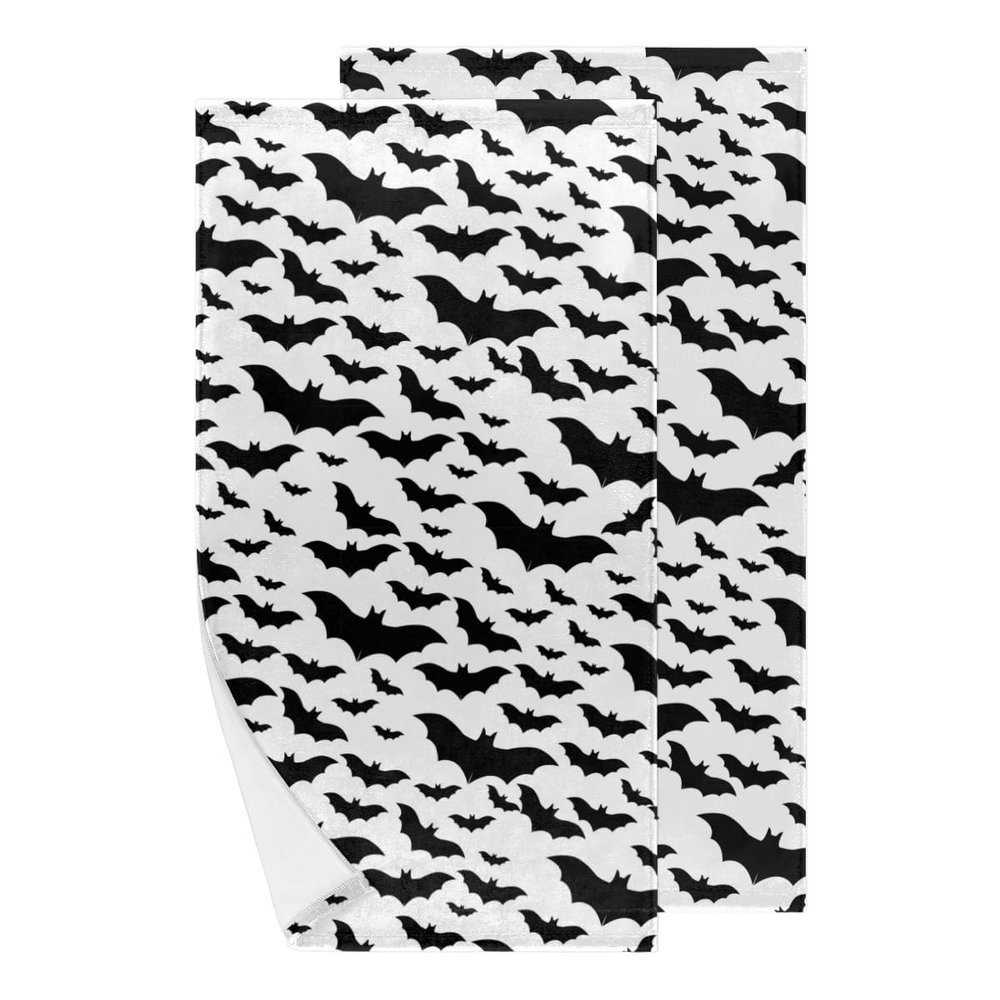 bisibuy Halloween Hand Towels for Bathroom 28.3 x 14.4 Decorative Kitchen Hand Towel Soft Absorbent Scary Black White Bathroom Towels Set of 2 Kitchen Drying Towels Home Farmhouse Decor Gifts