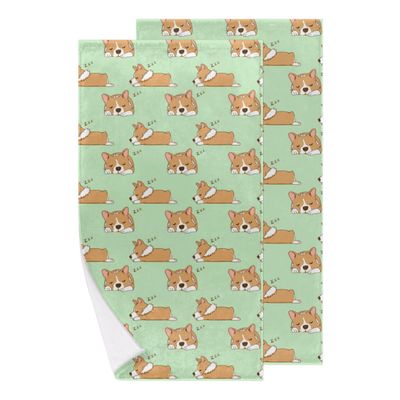 bisibuy Cute Dog Sleep Hand Towels for Bathroom 28.3 x 14.4 Decorative Kitchen Hand Towel Soft Absorbent Pets Bathroom Towels Set of 2 Kitchen Drying Towels Home Farmhouse Decor Gifts