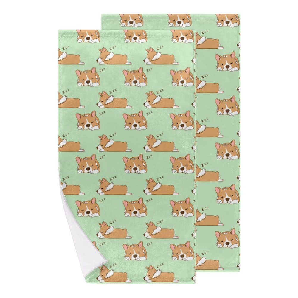 bisibuy Cute Dog Sleep Hand Towels for Bathroom 28.3 x 14.4 Decorative Kitchen Hand Towel Soft Absorbent Pets Bathroom Towels Set of 2 Kitchen Drying Towels Home Farmhouse Decor Gifts