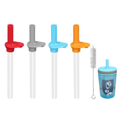 4PCS Zak Straws Replacement Compatible with Zak Designs 15oz Water Bottle,Transparent and Food Grade,Reusable straws With Cleaning Brush
