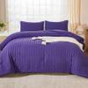 AveLom Dark Purple Seersucker California King Comforter Set (104x96 inches), 3 Pieces-100% Soft Washed Microfiber Lightweight Comforter with 2 Pillowcases, All Season Down Alternative Bedding Set view 1
