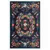 Qkjtyt Navy Blue Botanical Flower Washable Rug Traditional Floral Area Rugs for Girls Room Decor Boho Lightweight Bedroom Indoor Floor Mat Carpets,4'x6' view 3
