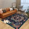 Qkjtyt Navy Blue Botanical Flower Washable Rug Traditional Floral Area Rugs for Girls Room Decor Boho Lightweight Bedroom Indoor Floor Mat Carpets,4'x6' view 4
