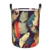 Feather print Laundry Hamper with Handle Waterproof Collapsible Organizer Baskets Circular Dirty Clothes Organizer Basket Portable Storage Bin for Bathroom Bedroom Dorm view 2