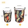 Feather print Laundry Hamper with Handle Waterproof Collapsible Organizer Baskets Circular Dirty Clothes Organizer Basket Portable Storage Bin for Bathroom Bedroom Dorm view 3