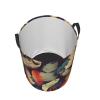 Feather print Laundry Hamper with Handle Waterproof Collapsible Organizer Baskets Circular Dirty Clothes Organizer Basket Portable Storage Bin for Bathroom Bedroom Dorm view 4