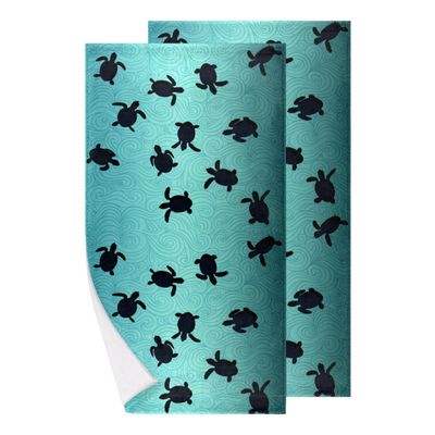 bisibuy Sea Turtle Bathroom Hand Towels Decorative Set of 2 Ornamental Turquoise Kitchen Towels Lightweight Absorbent Hand Towels for Bathroom Hand Kitchen Home Decor Gifts