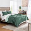 Exclusivo Mezcla Reversible Full Queen Quilt Bedding Set with Pillow Shams, Lightweight Quilts Queen Size, Soft Bedspreads Bed Coverlets for All Seasons - (Dark Green, 90"x96") view 2
