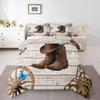 Erosebridal Rustic Farmhouse Comforter Set, Wooden Barn Door Country Bedding Set Full Size for Kids Boys Teens Adult Room, Western Cowboy Horseshoe Duvet Insert Butterfly Cowgirls Quilt, Gray Brown view 1
