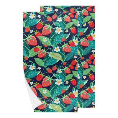 bisibuy Strawberries Bright Red Hand Towels for Bathroom 28.3 x 14.4 Decorative Kitchen Hand Towel Soft Absorbent Berries Bathroom Towels Set of 2 Kitchen Drying Towels Home Farmhouse Decor Gifts