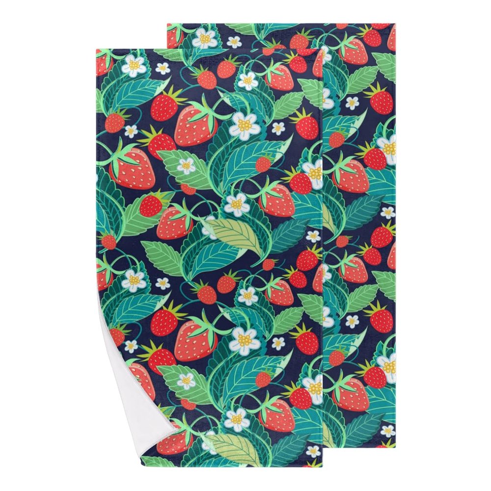 bisibuy Strawberries Bright Red Hand Towels for Bathroom 28.3 x 14.4 Decorative Kitchen Hand Towel Soft Absorbent Berries Bathroom Towels Set of 2 Kitchen Drying Towels Home Farmhouse Decor Gifts