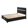 Benjara Regi King Size Bed, 2 Storage Drawers, Striped Headboard, Wood, Black and Silver view 4