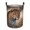 African Animal Leopard print Laundry Hamper with Handle Waterproof Collapsible Organizer Baskets Circular Dirty Clothes Organizer Basket Portable Storage Bin for Bathroom Bedroom Dorm view 2