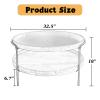 Coffee Table Round 2-Tier 31.5" Wood Mid Century Modern Coffee Table with Storage Glass Coffee Tables for Living Room with Metal Frame Fashionable Boho End Table for Living Room Bedroom Office (Color view 2