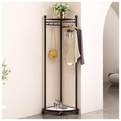 Garment Rack, Corner Storage Organizer, Freestanding Cloth Hanger, Corner Hall Tree Anti-toppling Device, Corner Metal Clothing Racks, For Entryway, Bedroom, Office ( Color : Black-B , Size : 41x151cm