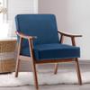 Gustonhon Mid Century Modern Accent Chair,Comfy Fabric Reading Chair with Retro Solid Wood Frame & High Back Upholstered Lounge Arm Side Chair for Living Room, Bedroom, Balcony (Navy Linen) view 1