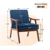 Gustonhon Mid Century Modern Accent Chair,Comfy Fabric Reading Chair with Retro Solid Wood Frame & High Back Upholstered Lounge Arm Side Chair for Living Room, Bedroom, Balcony (Navy Linen) view 2
