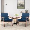 Gustonhon Mid Century Modern Accent Chair,Comfy Fabric Reading Chair with Retro Solid Wood Frame & High Back Upholstered Lounge Arm Side Chair for Living Room, Bedroom, Balcony (Navy Linen) view 3