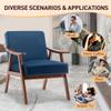 Gustonhon Mid Century Modern Accent Chair,Comfy Fabric Reading Chair with Retro Solid Wood Frame & High Back Upholstered Lounge Arm Side Chair for Living Room, Bedroom, Balcony (Navy Linen) view 4