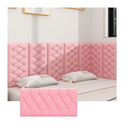 LXBAMKEA Anti-Collision Wall Stickers for Kids, Peel and Stick Wallpaper, 3D Self-Adhesive Thicken Wall Cushion, Children's Bedroom Playroom Headboards Decor Protection Wall Panels (Color : Pink, Si