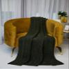 ARAN ISLE Fisherman Cable Knit Throw/Blanket 100% Virgin Wool 70 x 45 Inches (Army Green) view 1