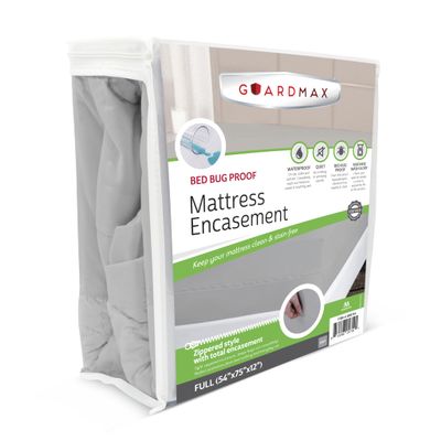 Guardmax Jersey Knitted Full Zippered Mattress Encasement - Waterproof & Bed Bug Proof Mattress Protector - Comfortable, Soft, and Noiseless Zippered Bedding - Dust Mite Proof (54 x 75 x 12)