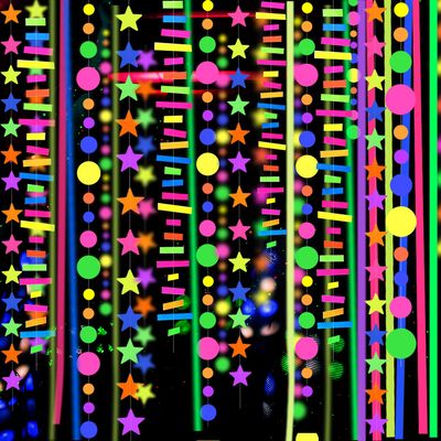 702feet Paper UV Neon Garland Neon Streamers Glow in The Dark Neon Party Supplies and Decorations Glow in The Dark Streamers Blacklight Reactive Fluorescent Black Light Party Kit for Birthday Wedding