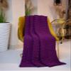 ARAN ISLE Fisherman Cable Knit Throw/Blanket 100% Virgin Wool 66.93 x 44.88 inches (Purple) view 1