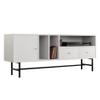 LeisureMod Rochester Mid-Century Modern Rectangular TV Stand with Enclosed Storage and Powder Coated Iron Legs for Living Room and Bedroom, White view 4
