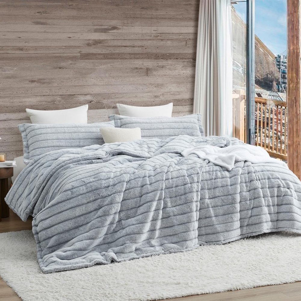 Byourbed Softer Than Soft - Coma Inducer Oversized King Comforter Set - Frosted Gray Stripe