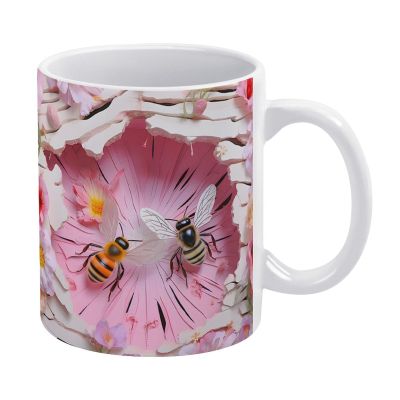 3D Bee Mug, 3D Cracked Hole Bee Mug Coffee Mug, Comfortable To Hold, Birthday Present For Men Women Wife Husband Daughter Friends