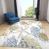 WILARE Large Area Rugs 7x10ft, Coastal Nautical Beach Ocean Themed Kids Rugs, Starfish Coral Seashell Print Rug Non-Slip Fun Gifts for Kids, for Living Room Kids Bedroom Playroom Nursery view 2