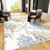 WILARE Large Area Rugs 7x10ft, Coastal Nautical Beach Ocean Themed Kids Rugs, Starfish Coral Seashell Print Rug Non-Slip Fun Gifts for Kids, for Living Room Kids Bedroom Playroom Nursery view 3
