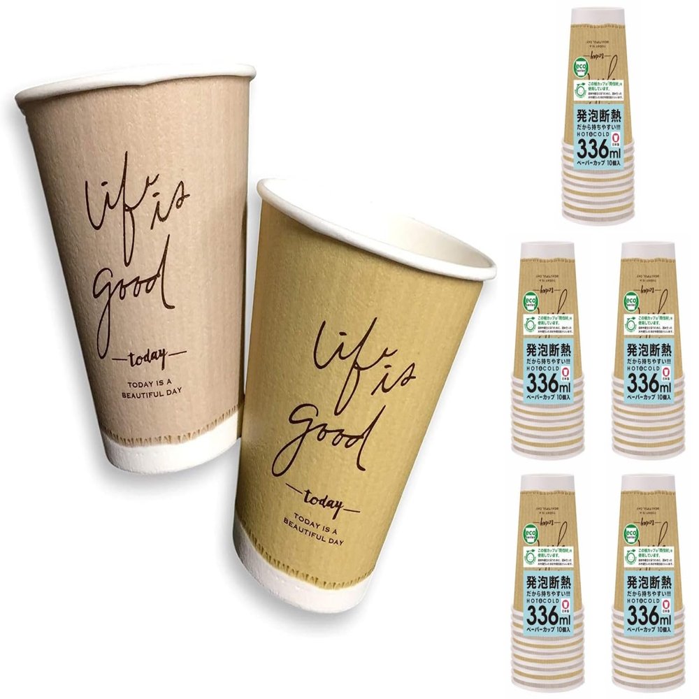 Japan Dexie KDNP11CF Paper Cups Insulated 11 oz, 136 ml, Dusty Color, 5 x 10, Heat Resistant, Cafe Style, Disposable, Made in Japan, Craft Taste
