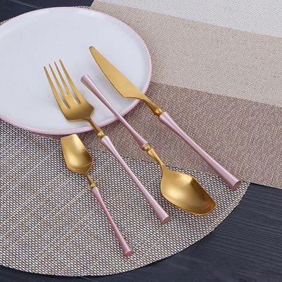 40 Pieces Pink Silverware Set, Pink Flatware Set, 18/8 Food-Grade Stainless Steel Cutlery Set for 10, Tableware Eating Utensils, Small Waist Grip, Dishwasher Safe